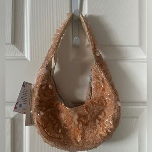 Peach Apricot Beaded Mini Shoulder Bag NWT Vintage Style Y2K Party Purse
